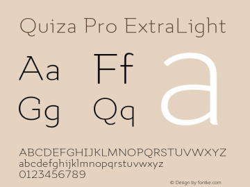 Quiza Pro ExtraLight Version 001.000; ttfautohint (v0.97) -l 8 -r 50 -G 200 -x 14 -f dflt -w G图片样张