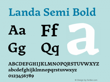 Landa-SemiBold Version 1.000 Font Sample