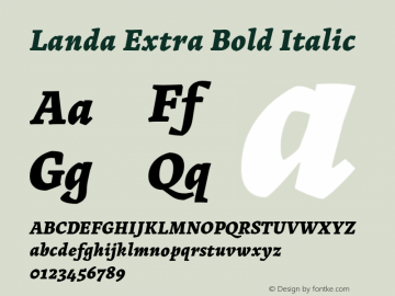 Landa-ExtraBoldItalic 1.000 Font Sample