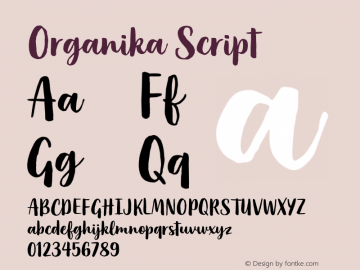 Organika Script Version 1.000;PS 001.000;hotconv 1.0.88;makeotf.lib2.5.64775 Font Sample