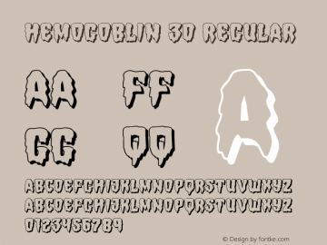 Hemogoblin 3D Version 1.0; 2017 Font Sample