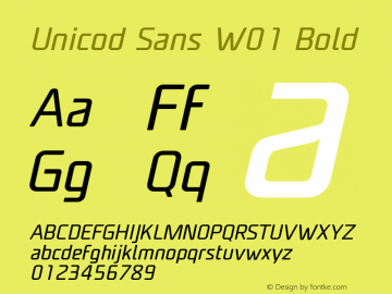 UnicodSansW01-RegularItalic Version 1.00 Font Sample