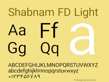 Shabnam Light FD Version 2.0 Font Sample