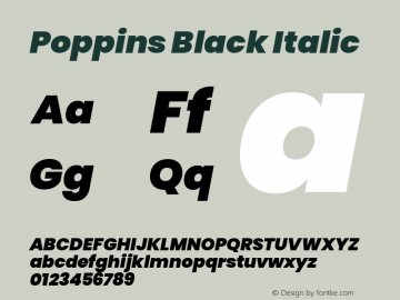 Poppins Black Italic Version 3.010;PS 1.000;hotconv 16.6.54;makeotf.lib2.5.65590图片样张