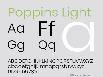 Poppins Light Version 3.010;PS 1.000;hotconv 16.6.54;makeotf.lib2.5.65590图片样张