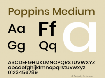 Poppins Medium Version 3.010;PS 1.000;hotconv 16.6.54;makeotf.lib2.5.65590 Font Sample