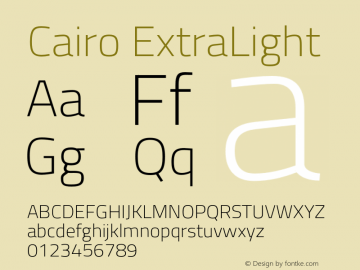 Cairo ExtraLight Version 2.100;PS 002.100;hotconv 1.0.88;makeotf.lib2.5.64775 Font Sample