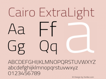 Cairo ExtraLight Version 2.100 Font Sample