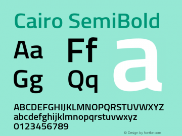 Cairo SemiBold Version 2.100 Font Sample