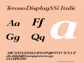 TeronoDisplaySSi Italic Macromedia Fontographer 4.1 9/2/95 Font Sample