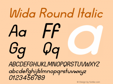 Wida Round Italic Version 1.00 October 5, 2017, initial release图片样张
