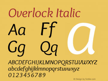 Overlock Italic Version 1.001 Font Sample