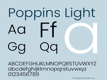 Poppins Light Version 3.100;PS 1.000;hotconv 16.6.54;makeotf.lib2.5.65590 Font Sample
