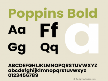 Poppins Bold Version 3.100;PS 1.000;hotconv 16.6.54;makeotf.lib2.5.65590 Font Sample