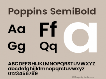 Poppins SemiBold Version 3.100;PS 1.000;hotconv 16.6.54;makeotf.lib2.5.65590 Font Sample