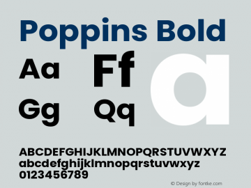 Poppins Bold Version 3.100;PS 1.000;hotconv 16.6.54;makeotf.lib2.5.65590 Font Sample