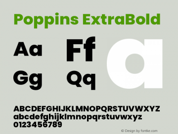 Poppins ExtraBold Version 3.100;PS 1.000;hotconv 16.6.54;makeotf.lib2.5.65590 Font Sample