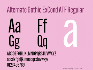 Alternate Gothic ExCond ATF Version 1.002 Font Sample