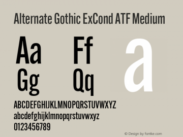 Alternate Gothic ExCond ATF Medium Version 1.002 Font Sample