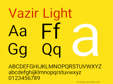 Vazir Light Version 16.0.1 Font Sample