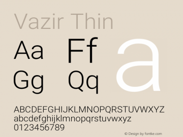 Vazir Thin Version 16.0.1 Font Sample
