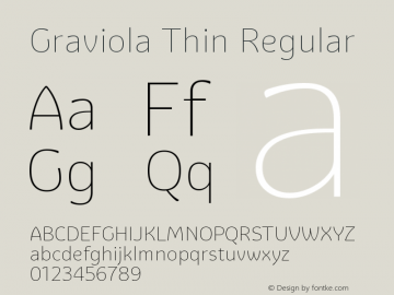 Graviola Thin Version 1.00, SI, November 14, 2014, initial release Font Sample