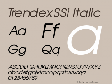 TrendexSSi Italic Macromedia Fontographer 4.1 8/13/95 Font Sample