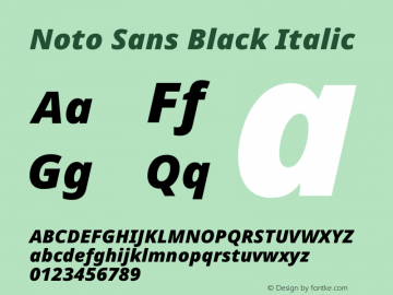 Noto Sans Black Italic Version 2.000 Font Sample