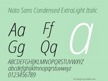 Noto Sans Condensed ExtraLight Italic Version 2.000图片样张