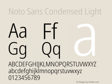 Noto Sans Condensed Light Version 2.000 Font Sample