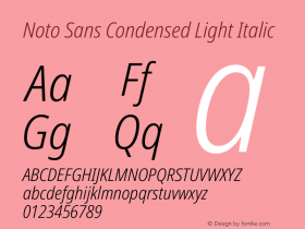 Noto Sans Condensed Light Italic Version 2.000 Font Sample