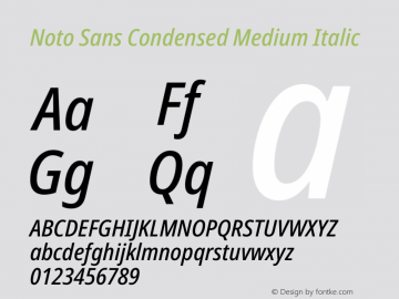 Noto Sans Condensed Medium Italic Version 2.000图片样张