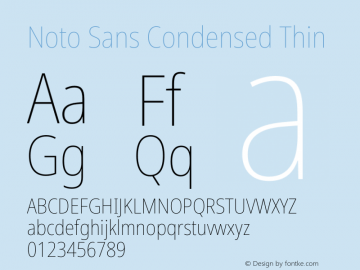 Noto Sans Condensed Thin Version 2.000 Font Sample