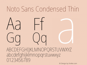 Noto Sans Condensed Thin Version 2.000 Font Sample