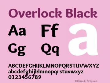 Overlock Black Version 1.001 Font Sample