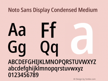 Noto Sans Display Condensed Medium Version 2.000 Font Sample