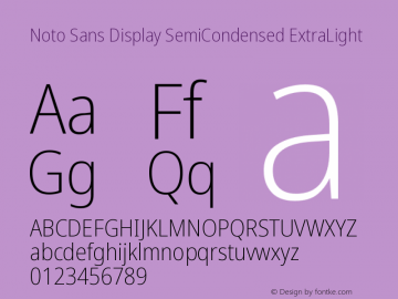 Noto Sans Display SemiCondensed ExtraLight Version 2.000 Font Sample