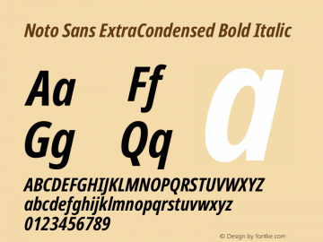 Noto Sans ExtraCondensed Bold Italic Version 2.000图片样张