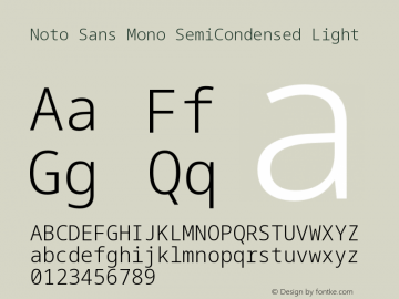 Noto Sans Mono SemiCondensed Light Version 2.000 Font Sample