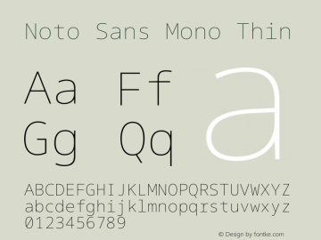 Noto Sans Mono Thin Version 2.000 Font Sample