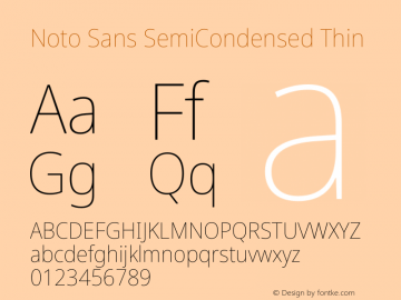Noto Sans SemiCondensed Thin Version 2.000 Font Sample