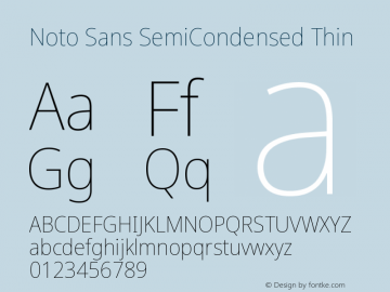 Noto Sans SemiCondensed Thin Version 2.000 Font Sample