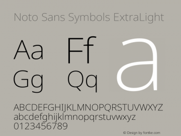 Noto Sans Symbols ExtraLight Version 2.000 Font Sample