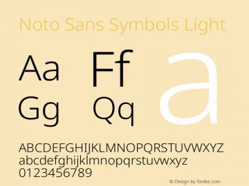 Noto Sans Symbols Light Version 2.000 Font Sample