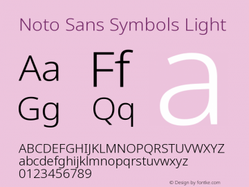 Noto Sans Symbols Light Version 2.000 Font Sample