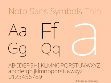 Noto Sans Symbols Thin Version 2.000 Font Sample