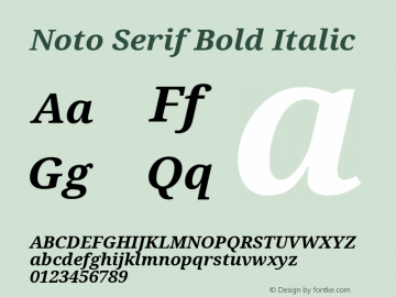 Noto Serif Bold Italic Version 2.000 Font Sample