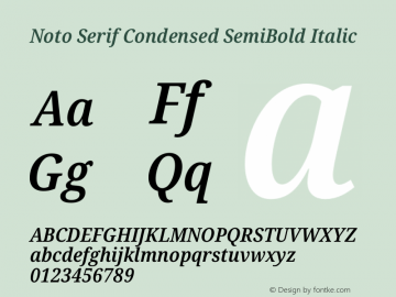 Noto Serif Condensed SemiBold Italic Version 2.000图片样张