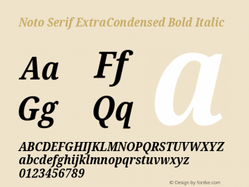 Noto Serif ExtraCondensed Bold Italic Version 2.000图片样张