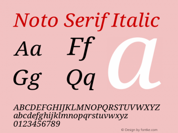 Noto Serif Italic Version 2.000 Font Sample
